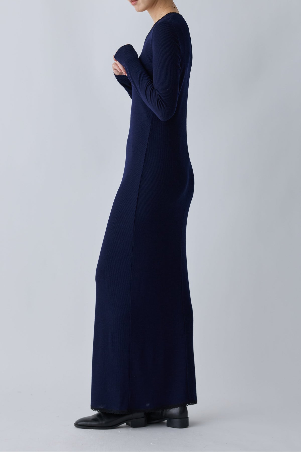 Nekkar rib long dress_navy