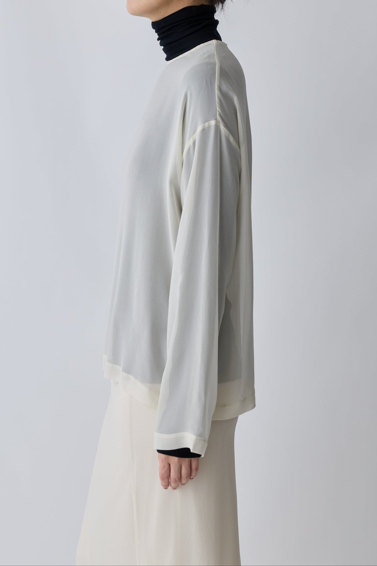 Caroli silk sheer tops_white