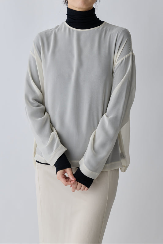 Caroli silk sheer tops_white