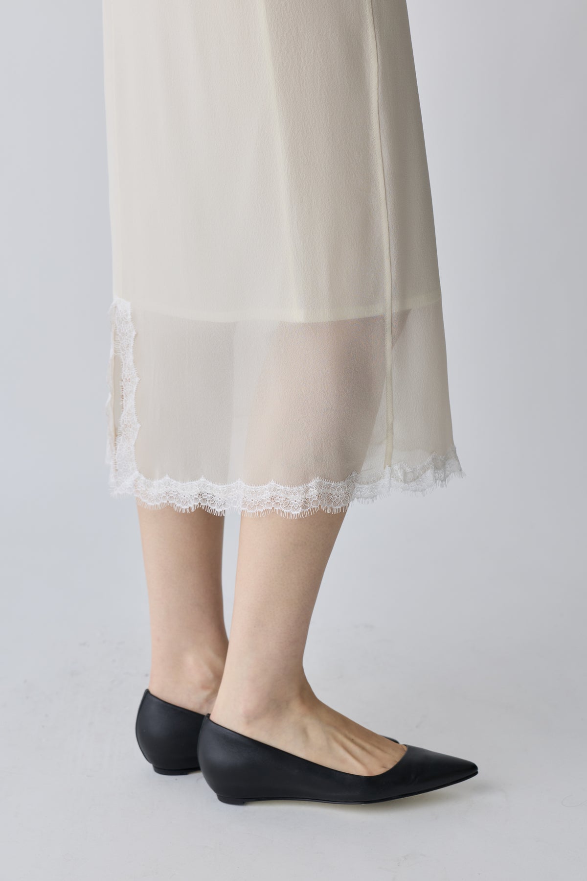 Caroli silk sheer skirt_white