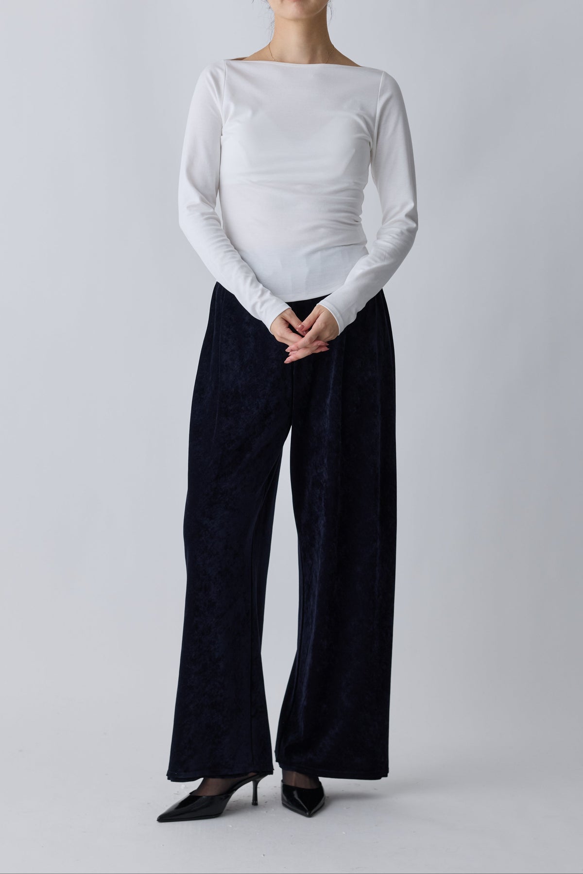 Nekkar boat neck L/S tee_white