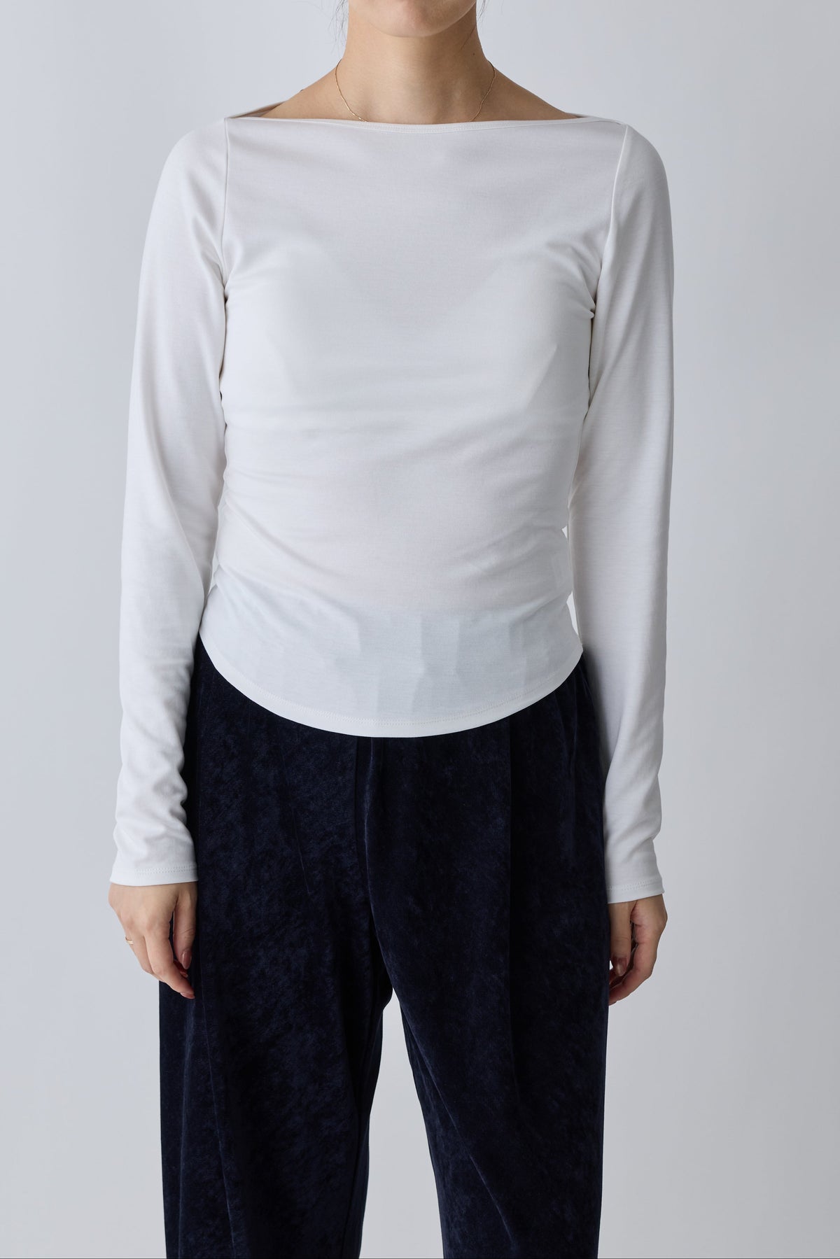 Nekkar boat neck L/S tee_white