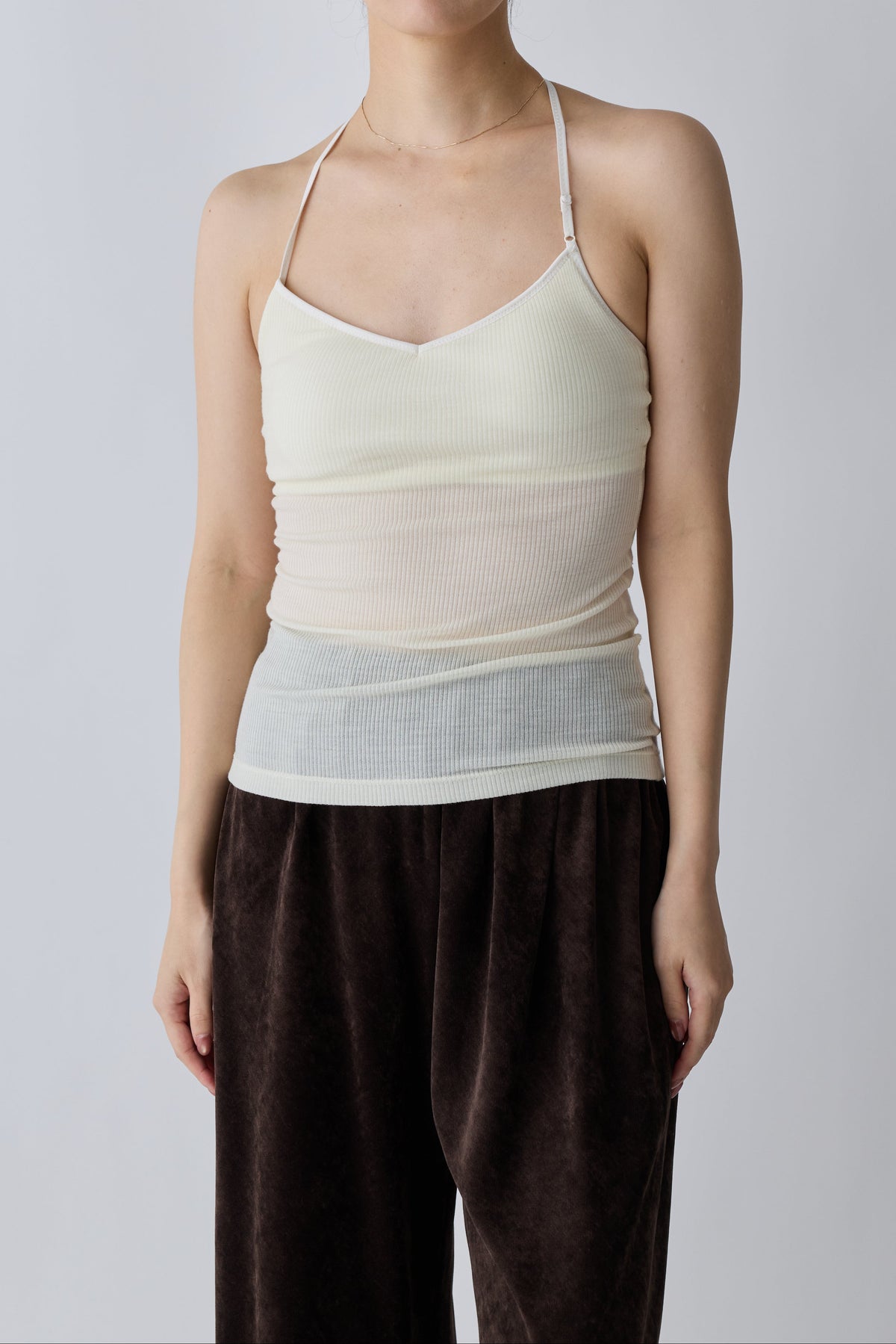 Nekkar rib halter tops_white