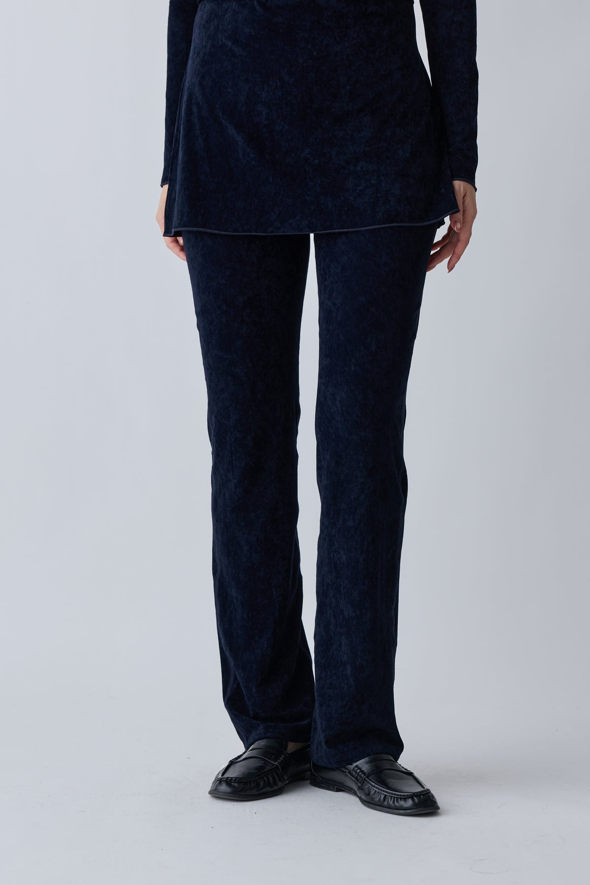 Mirak Velours Semiflare Pants_navy
