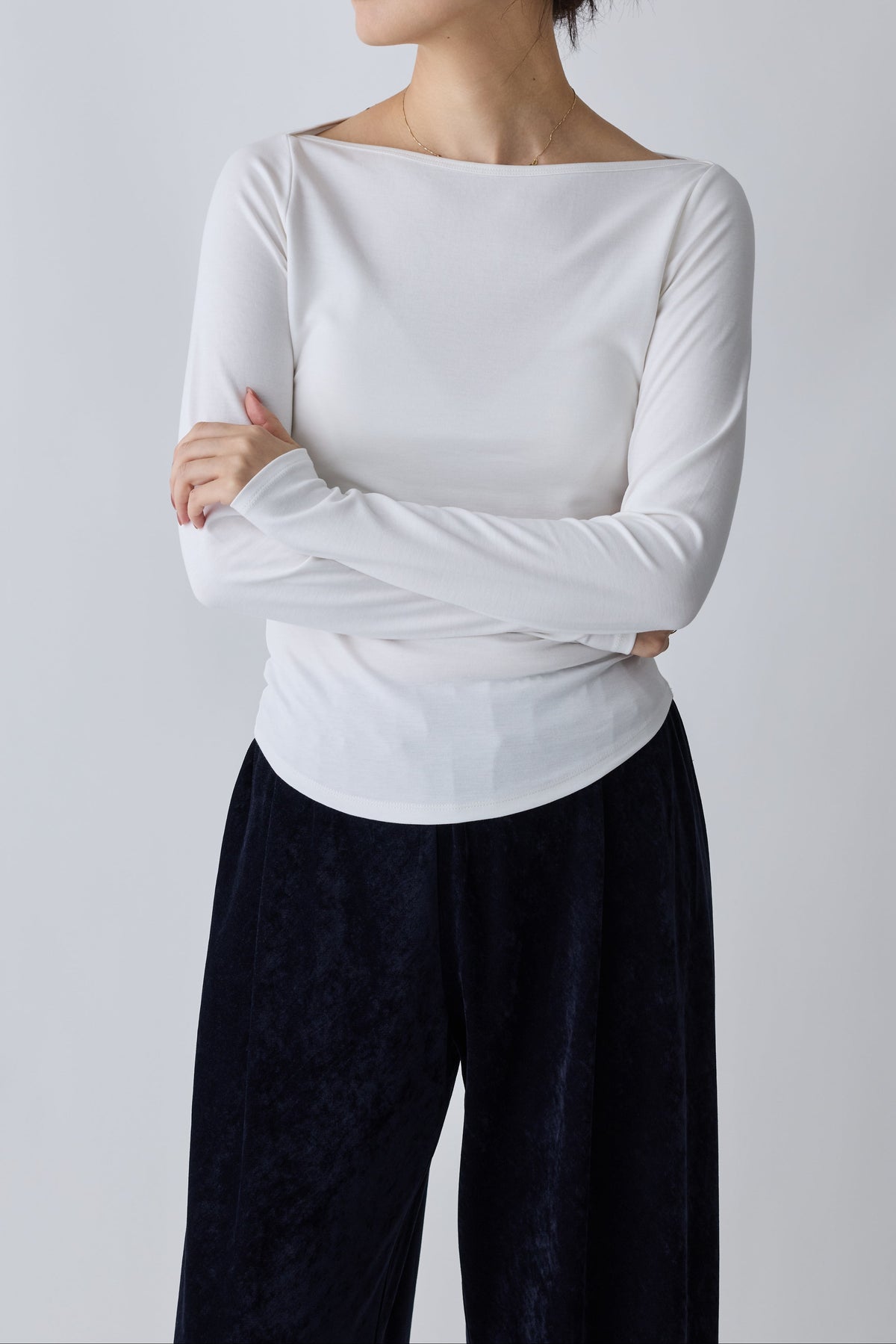 Nekkar boat neck L/S tee_white