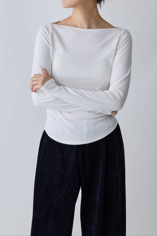 Nekkar boat neck L/S tee_white