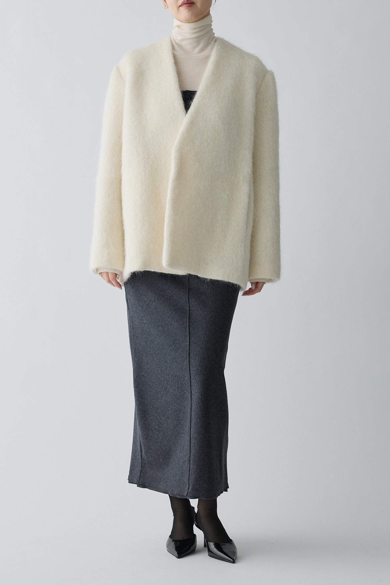 Muscae mohair short coat _ white