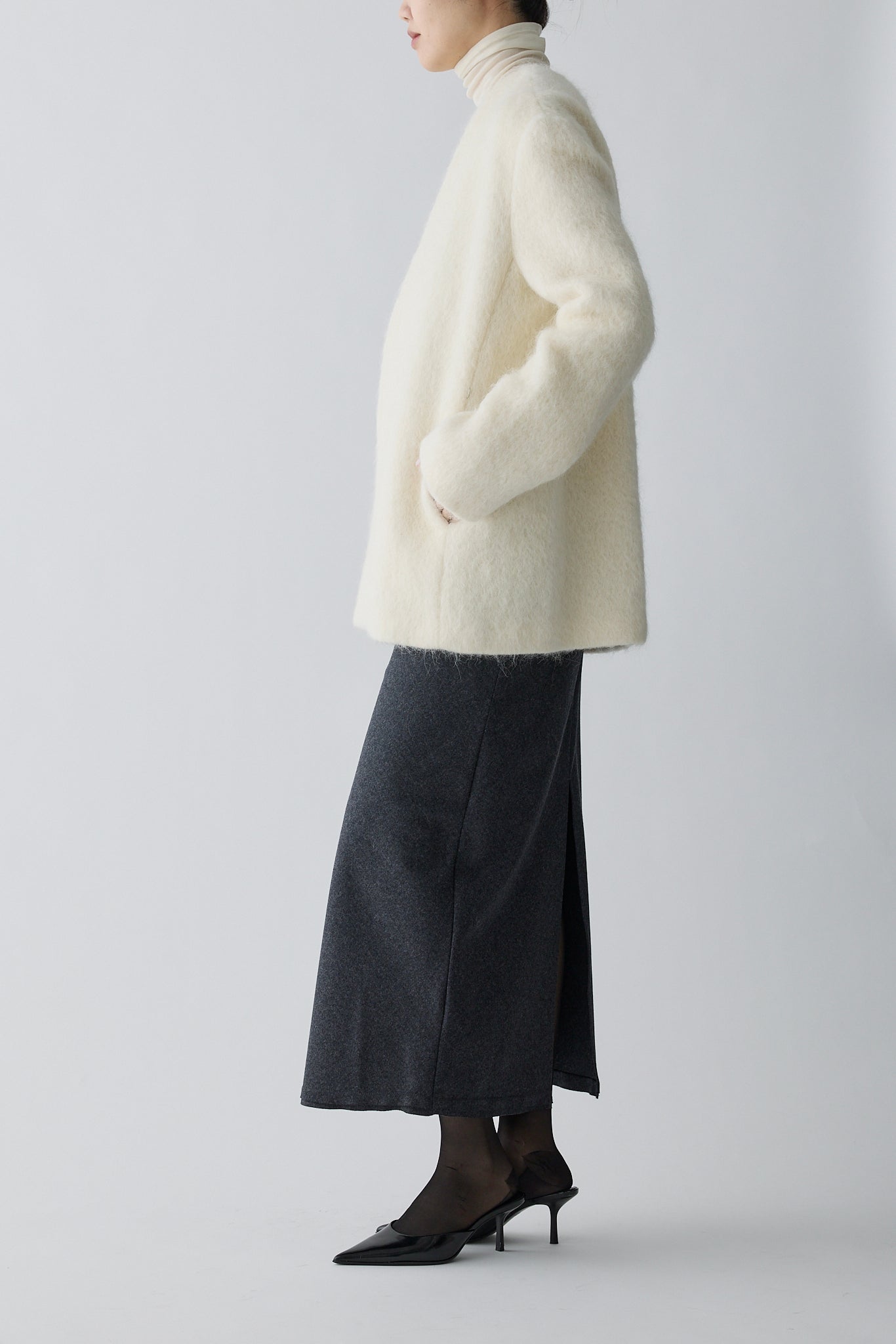 Muscae mohair short coat _ white