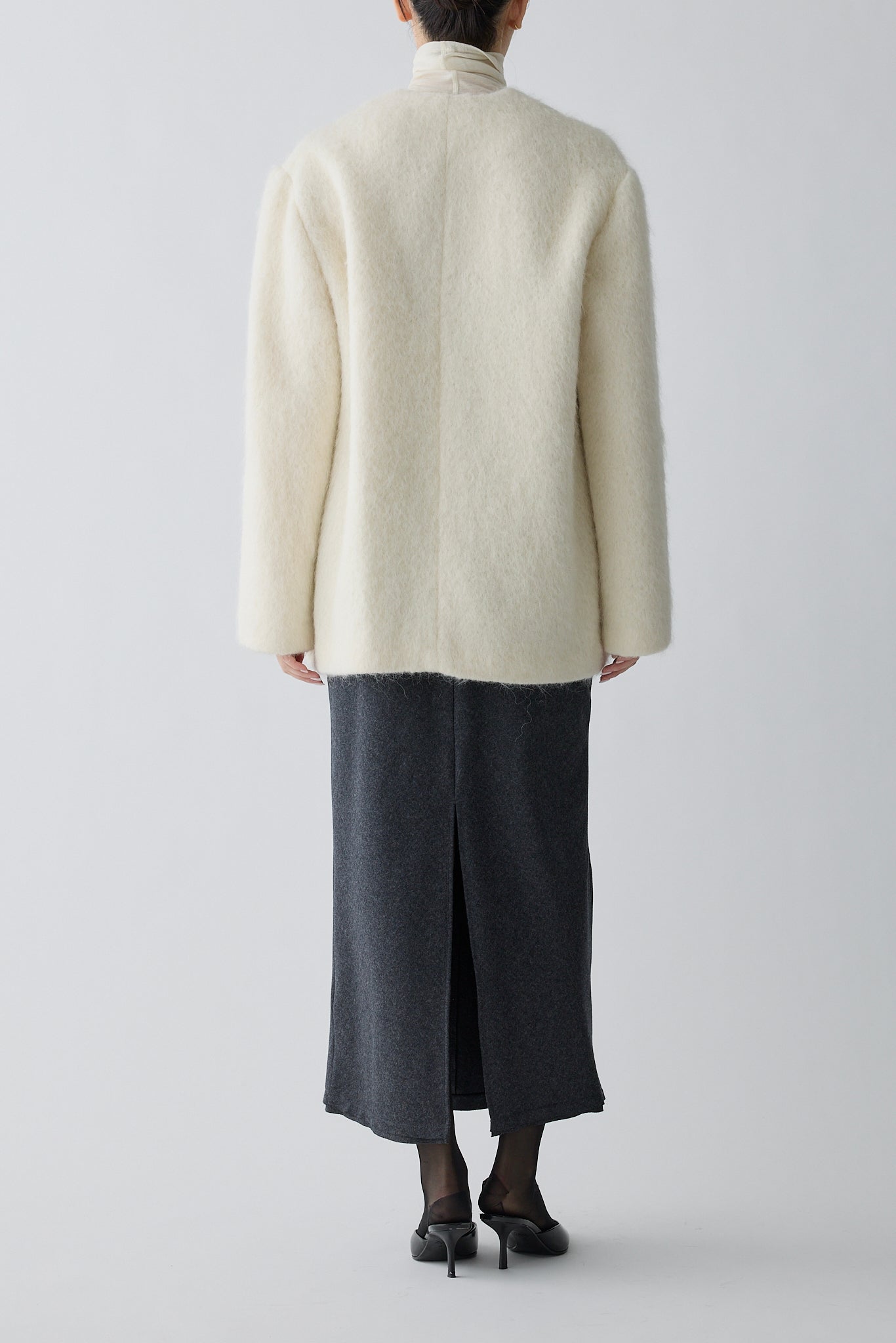 Muscae mohair short coat _ white