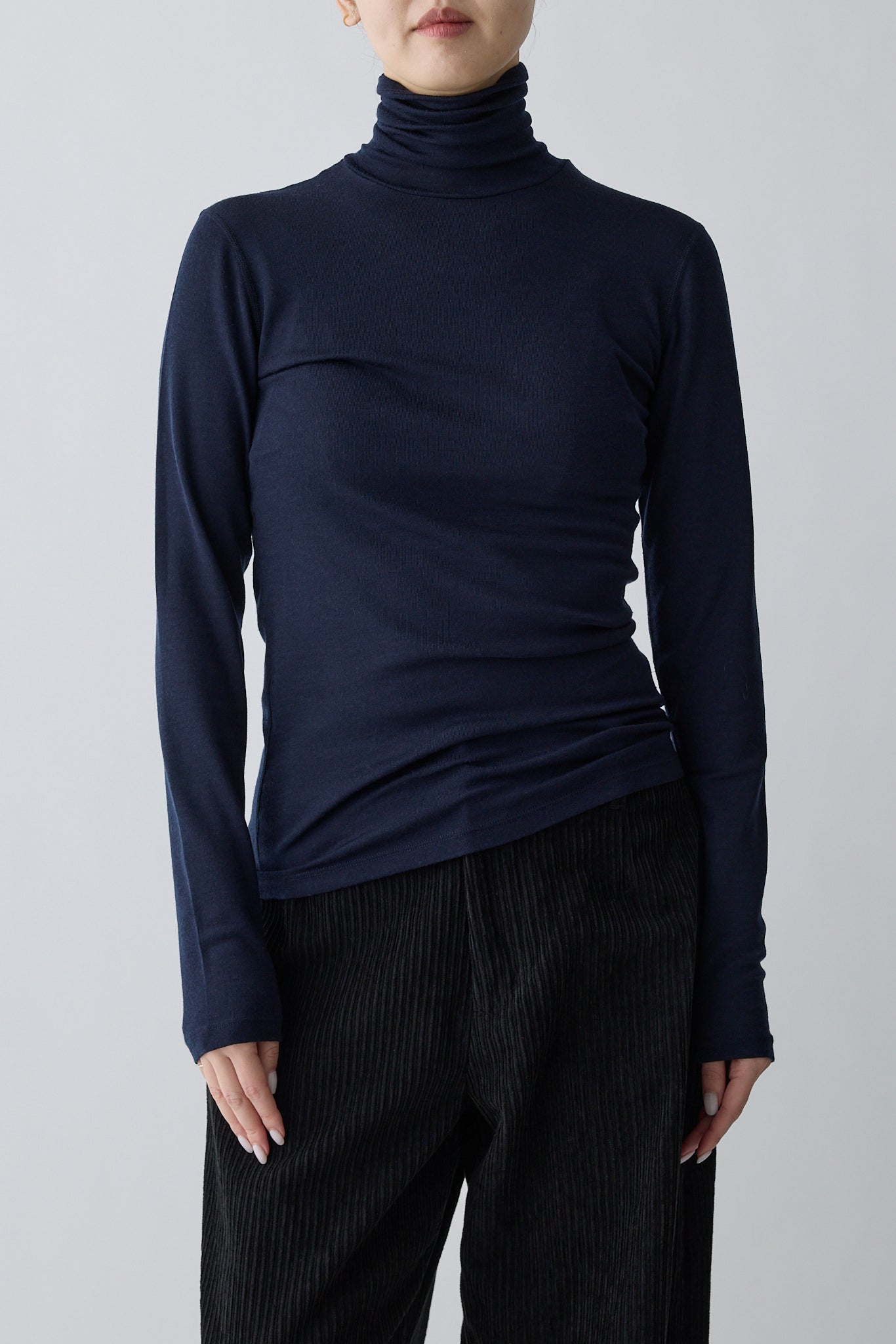 Bootis wool turtleneck tops_Navy