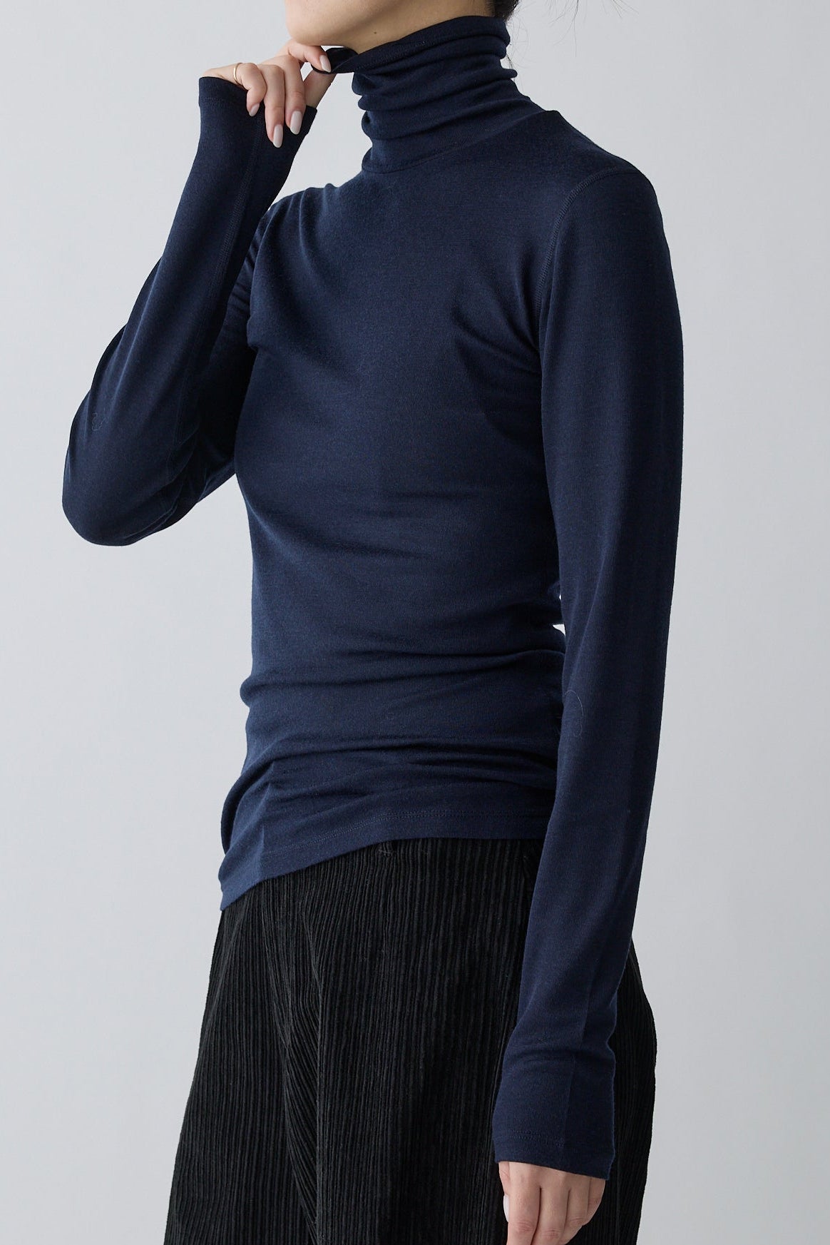 Bootis wool turtleneck tops_Navy