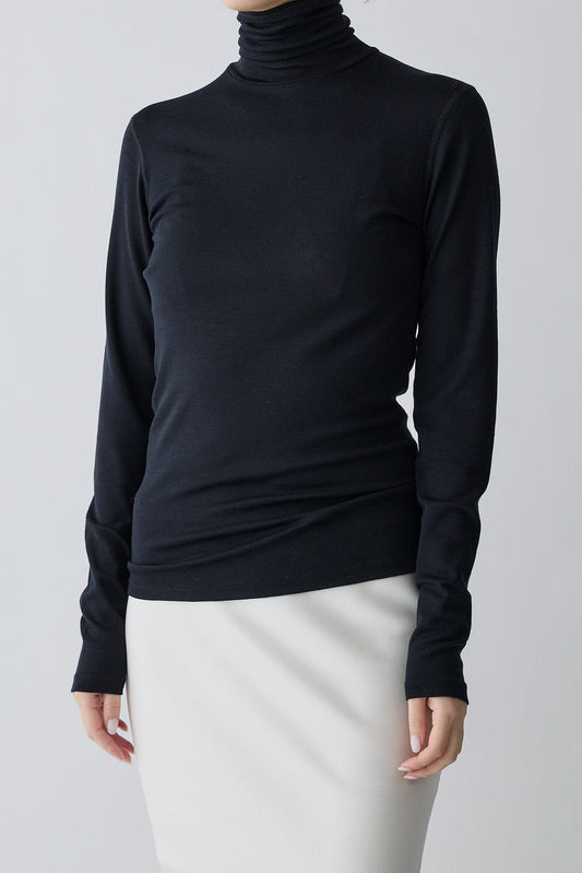 Bootis wool turtleneck tops_Black