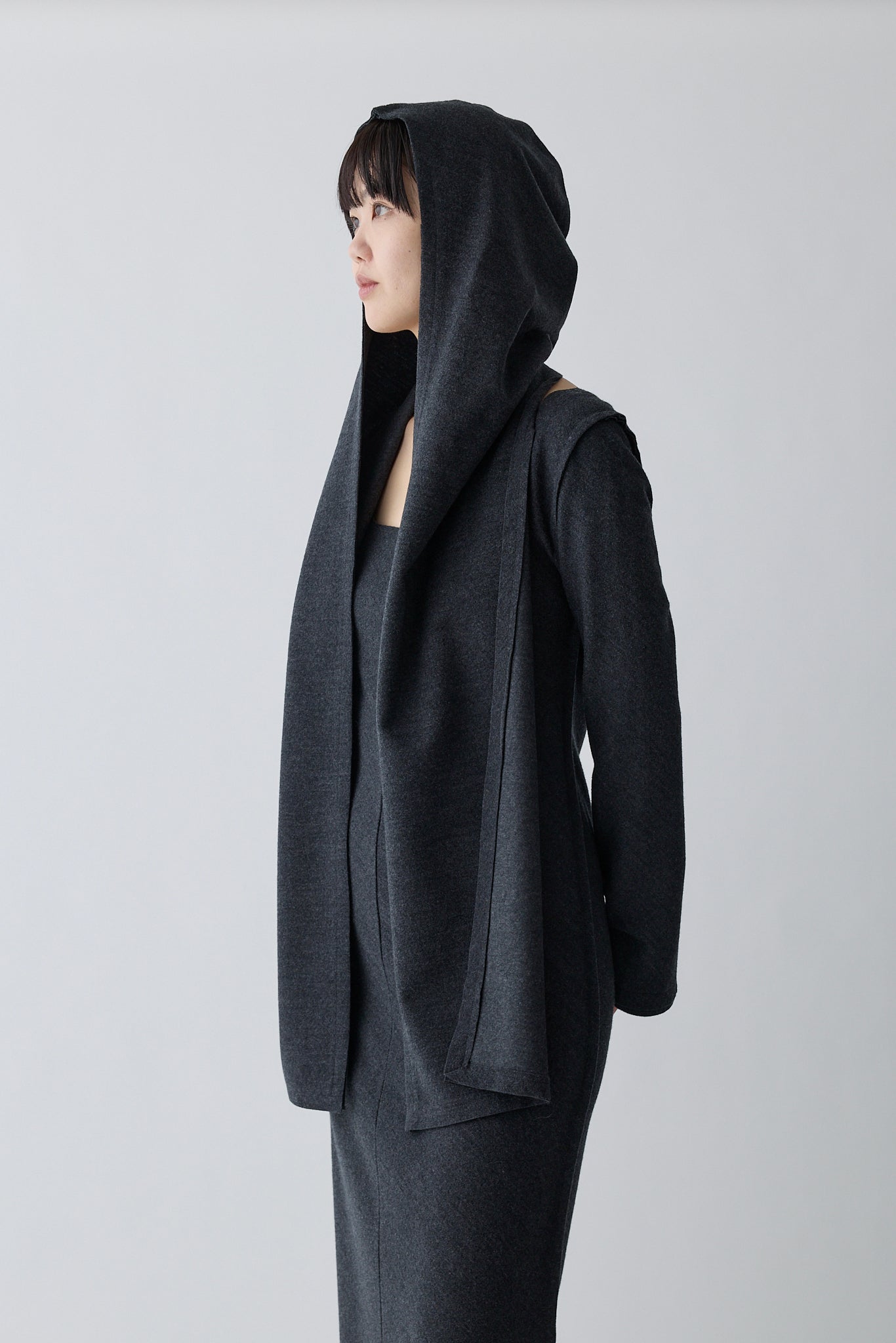 Lupi wool hooded scarf_gray