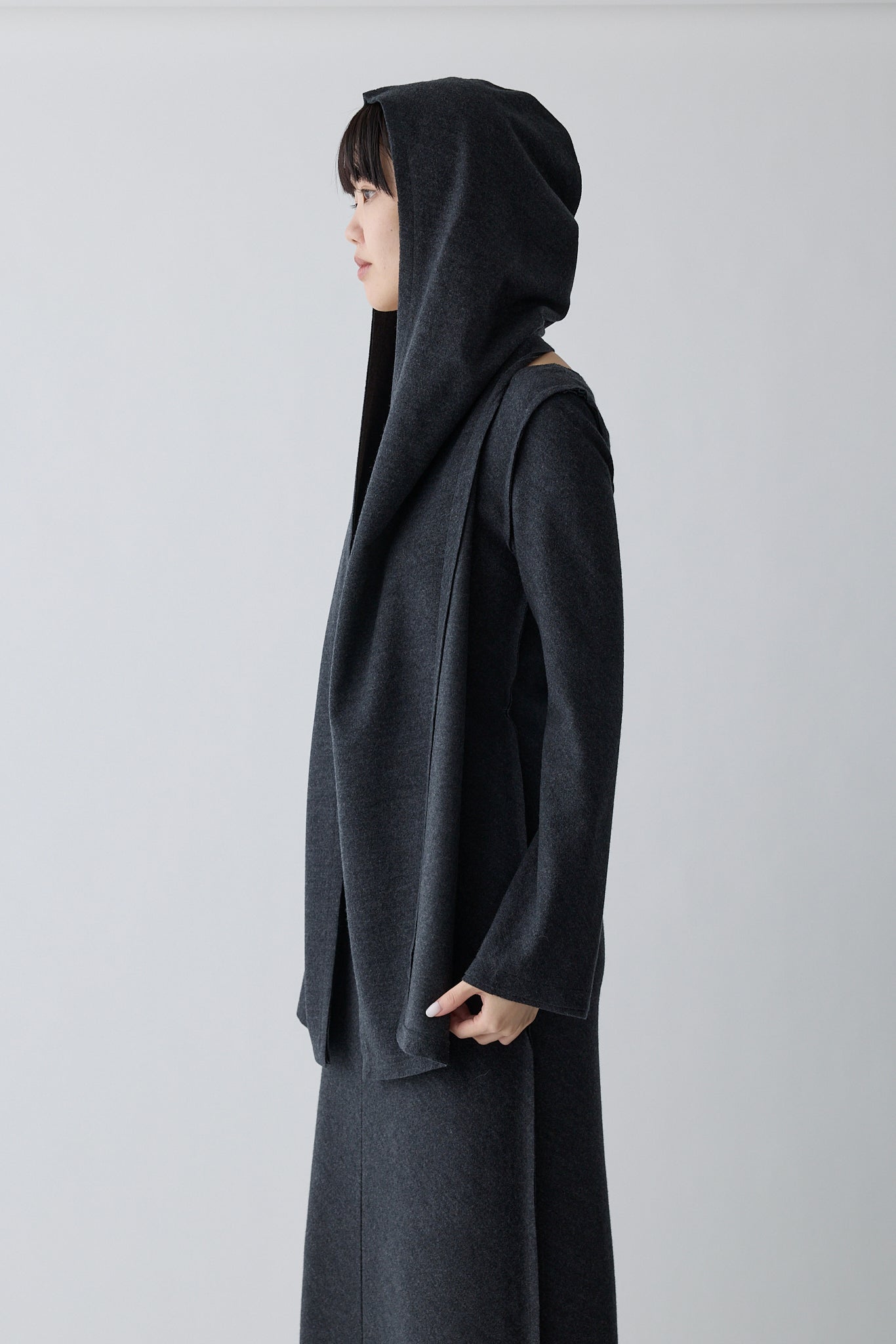 Lupi wool hooded scarf_gray