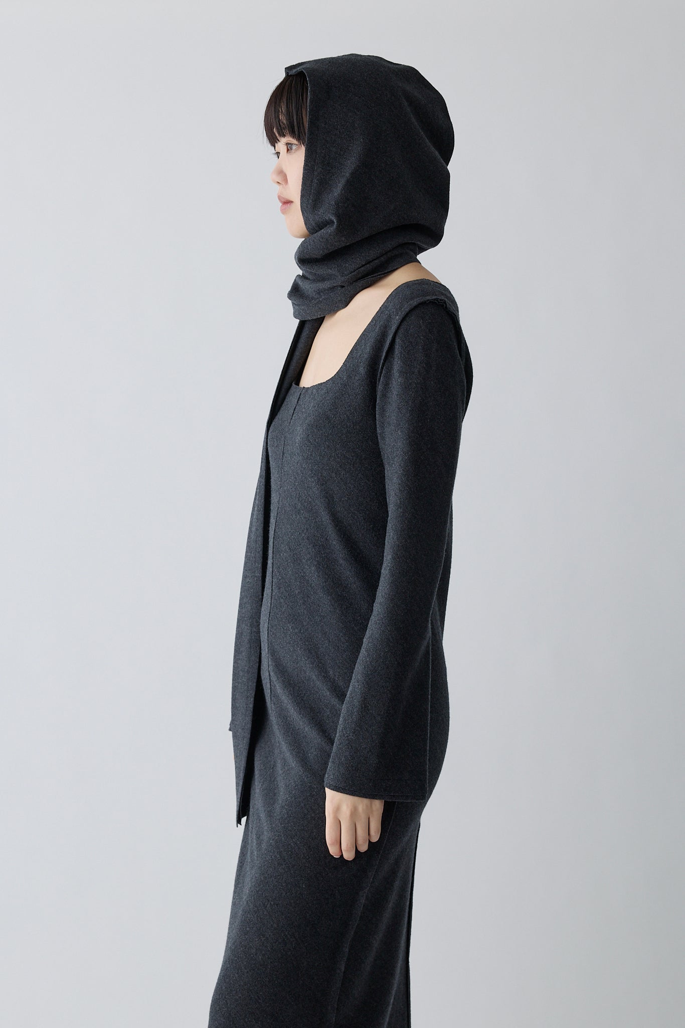 Lupi wool hooded scarf_gray