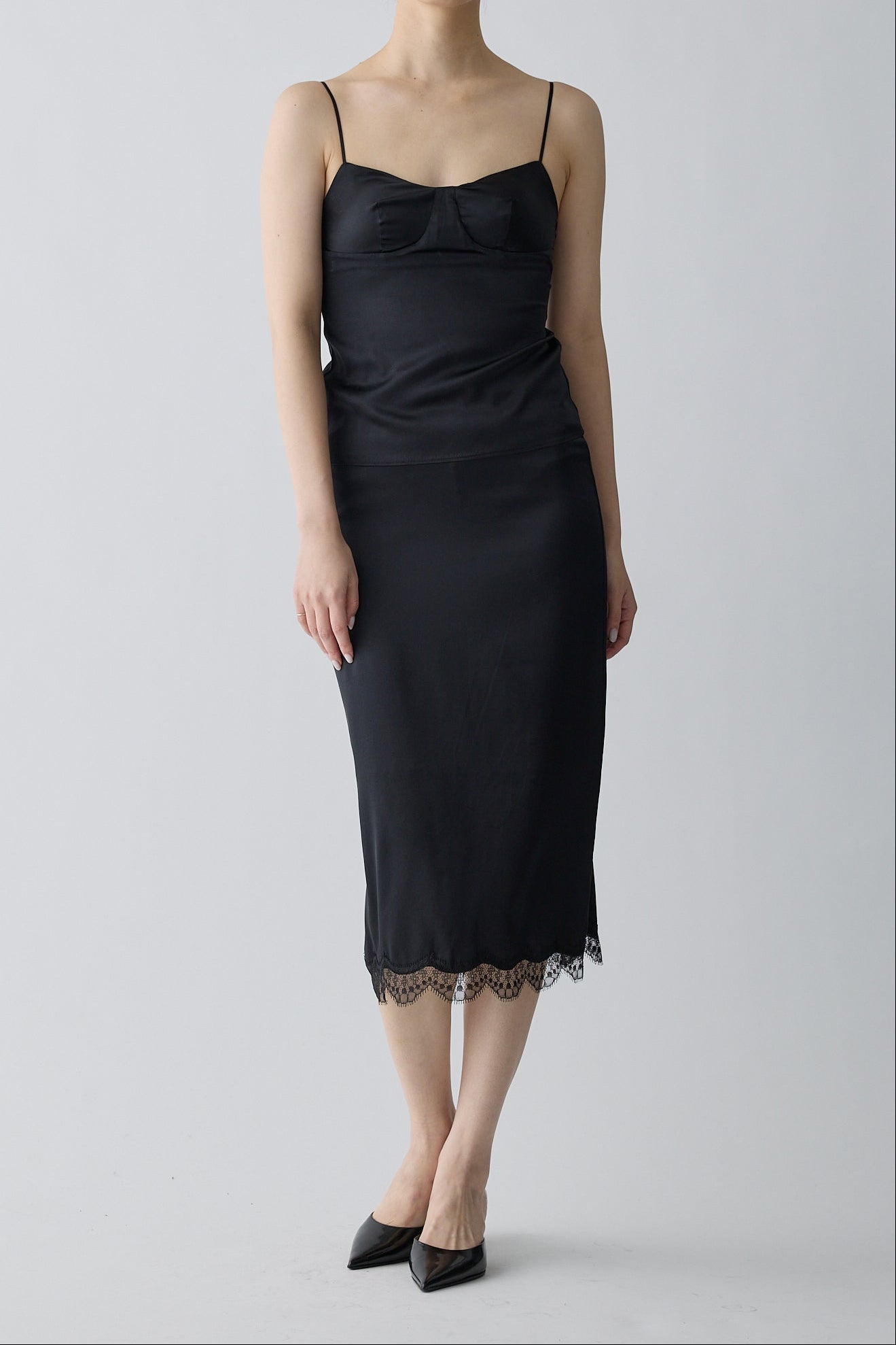 Kaus silk slip skirt_black