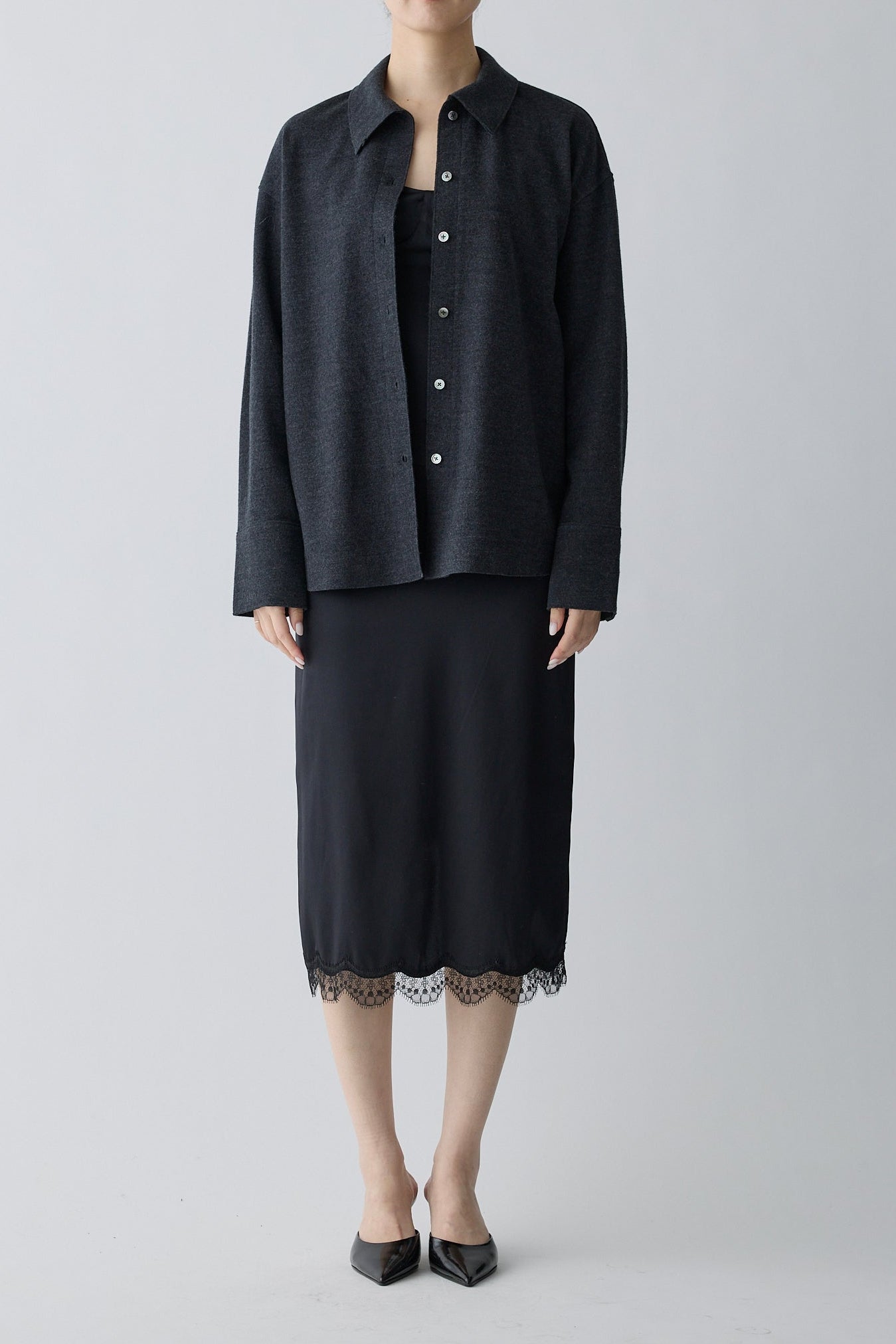 Lupi wool stand collar shirt_gray