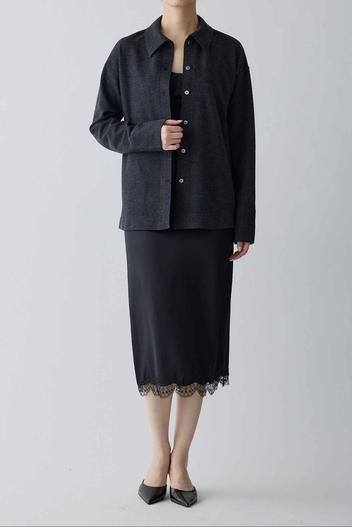 Lupi wool stand collar shirt_gray