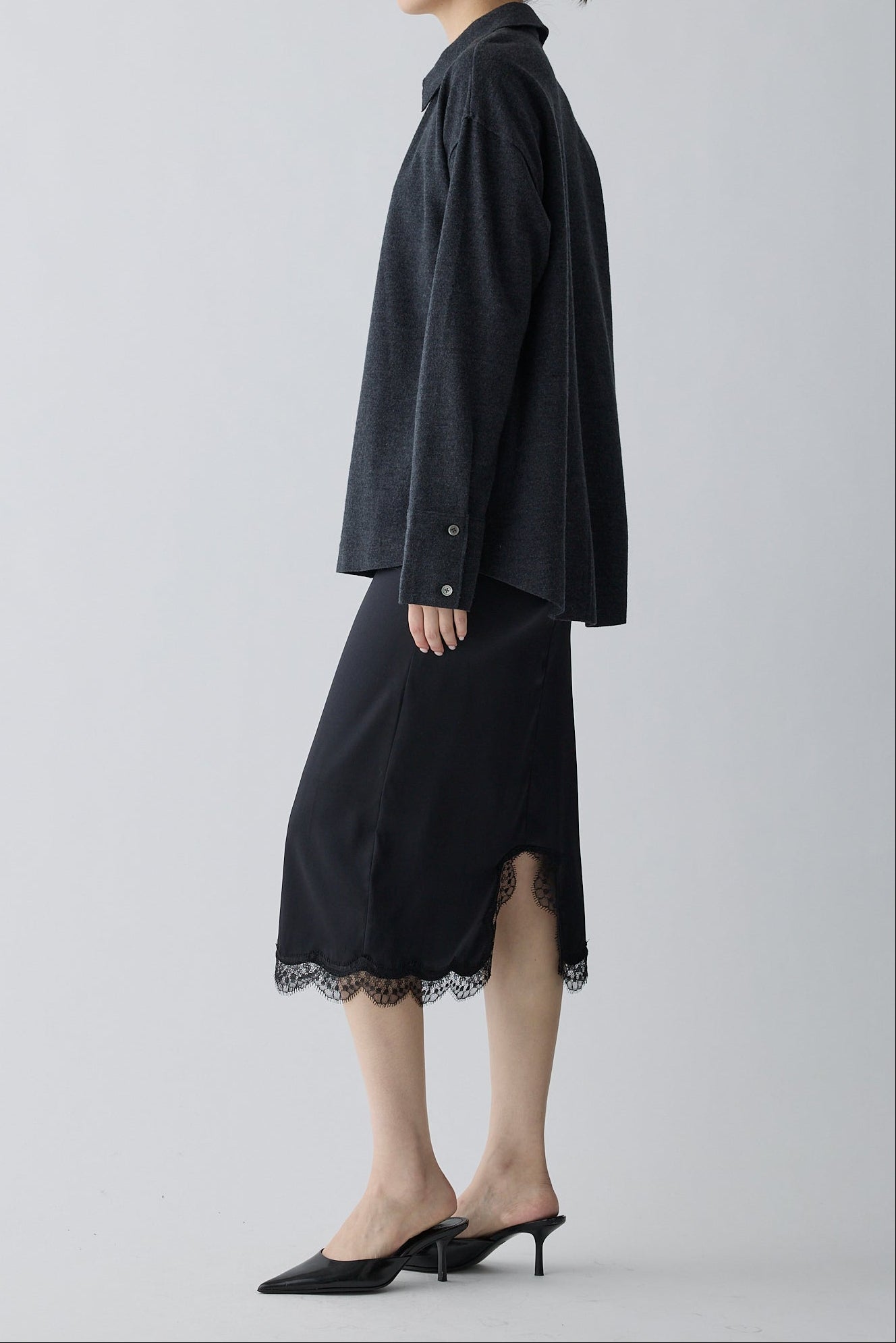 Lupi wool stand collar shirt_gray