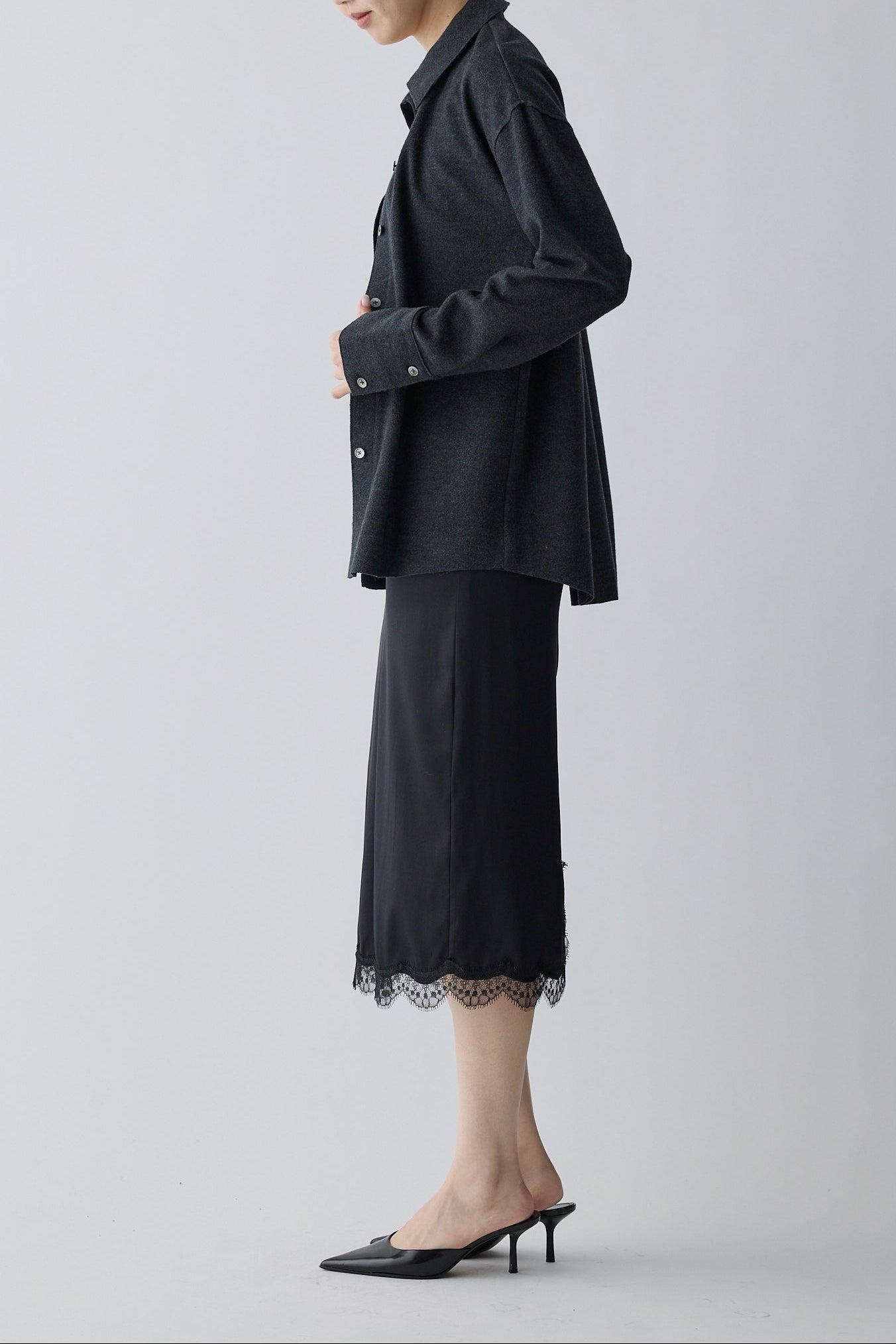 Lupi wool stand collar shirt_gray