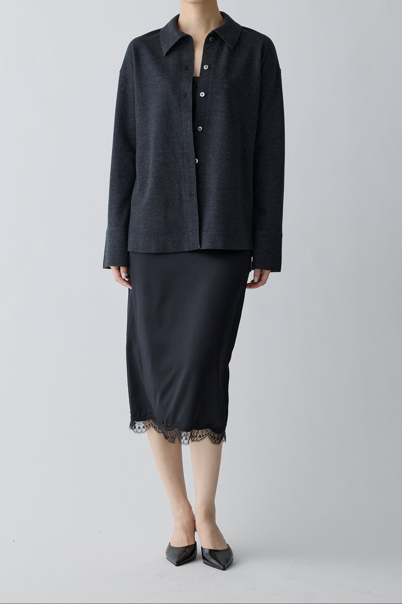 Kaus silk slip skirt_black