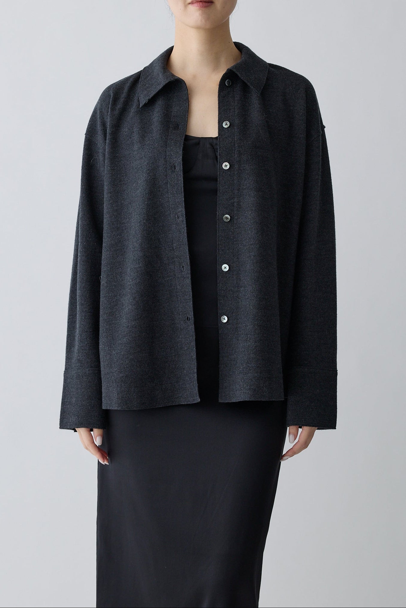 Lupi wool stand collar shirt_gray
