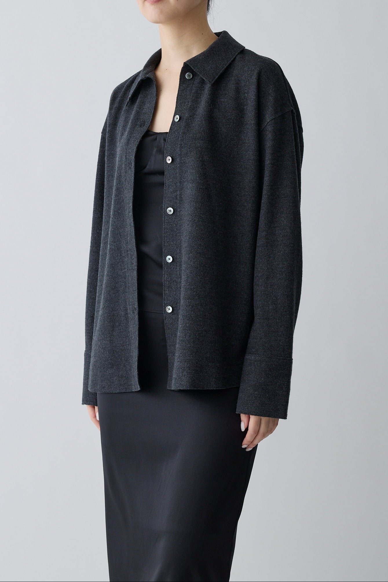 Lupi wool stand collar shirt_gray