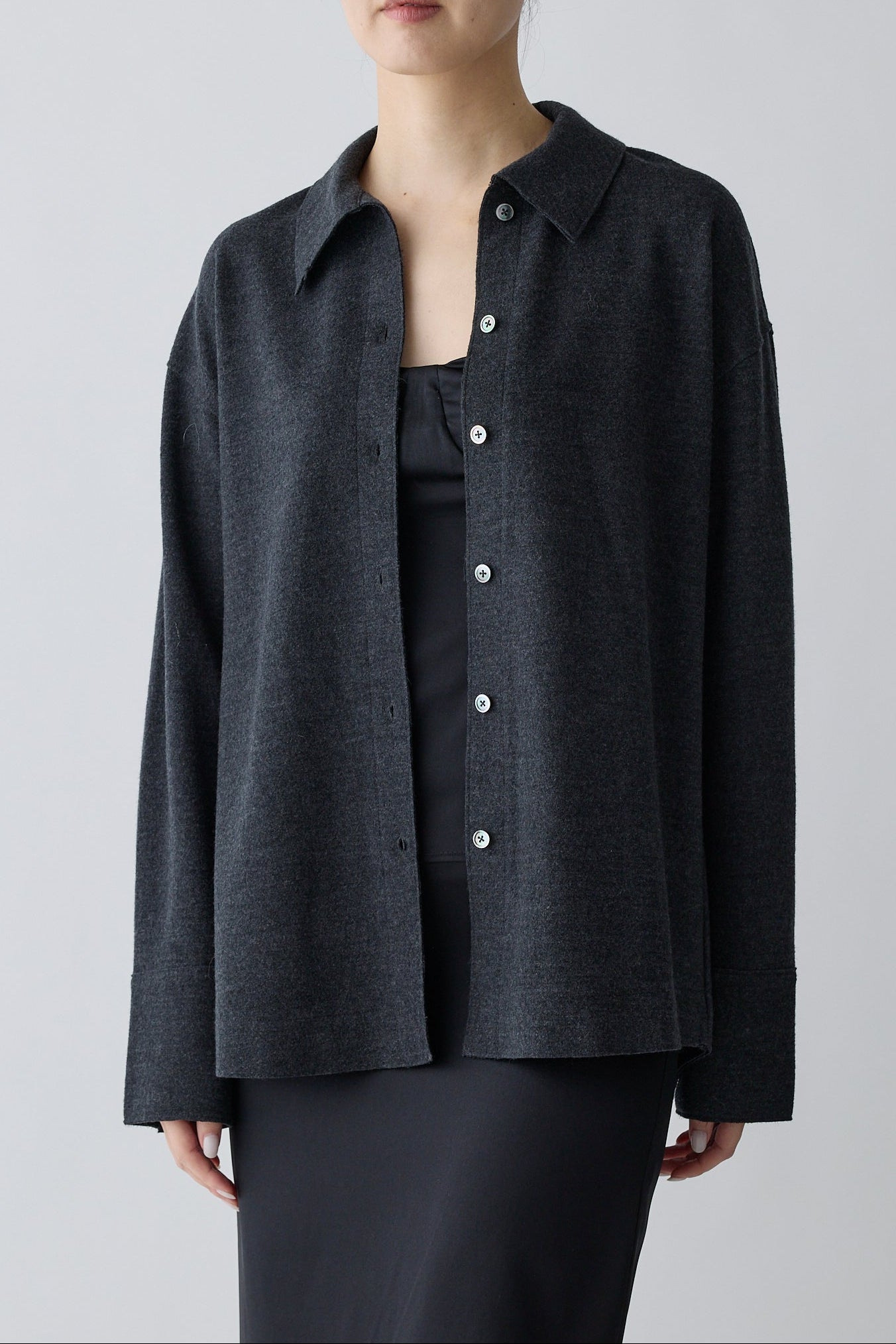 Lupi wool stand collar shirt_gray