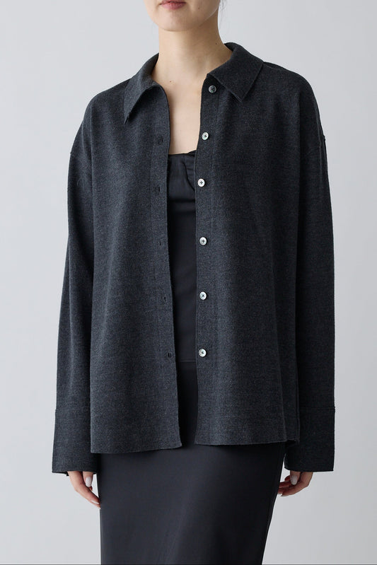 Lupi wool stand collar shirt_gray