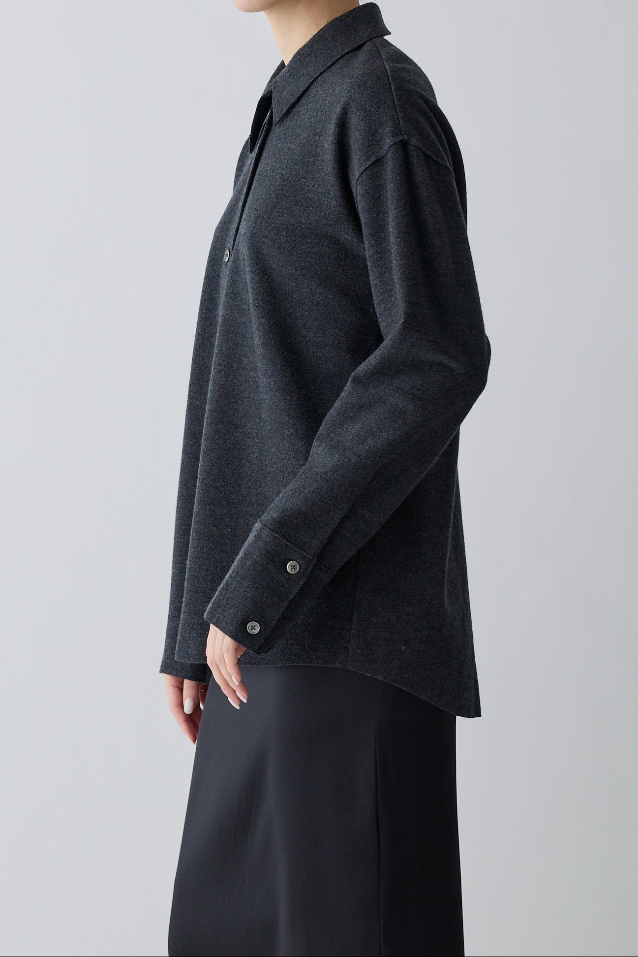 Lupi wool stand collar shirt_gray