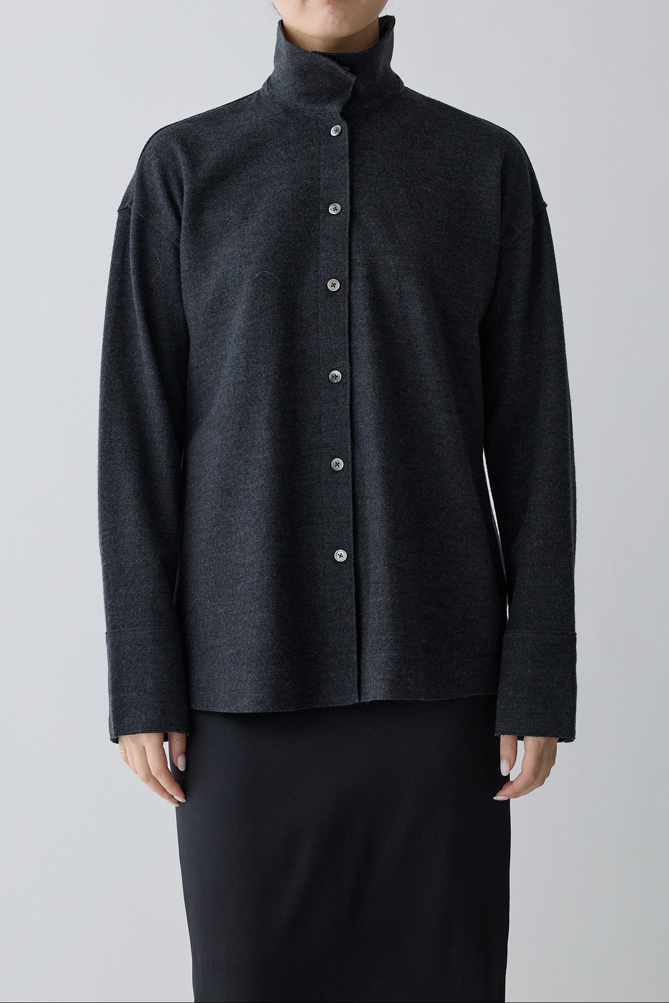 Lupi wool stand collar shirt_gray