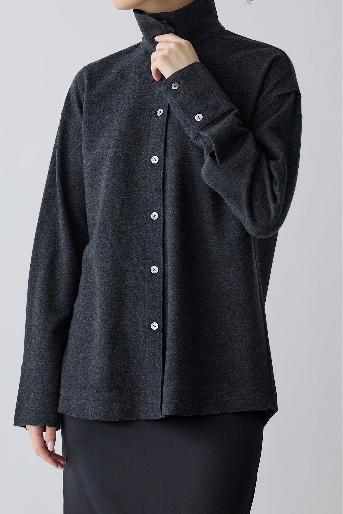 Lupi wool stand collar shirt_gray