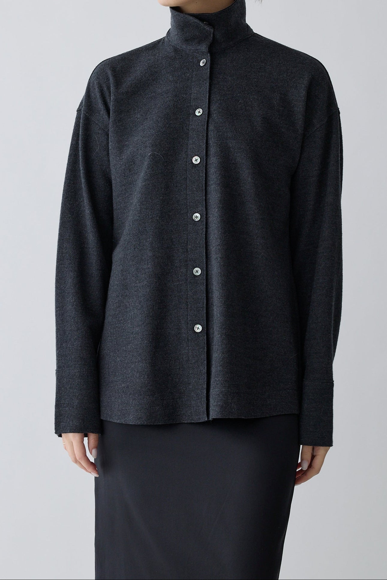 Lupi wool stand collar shirt_gray