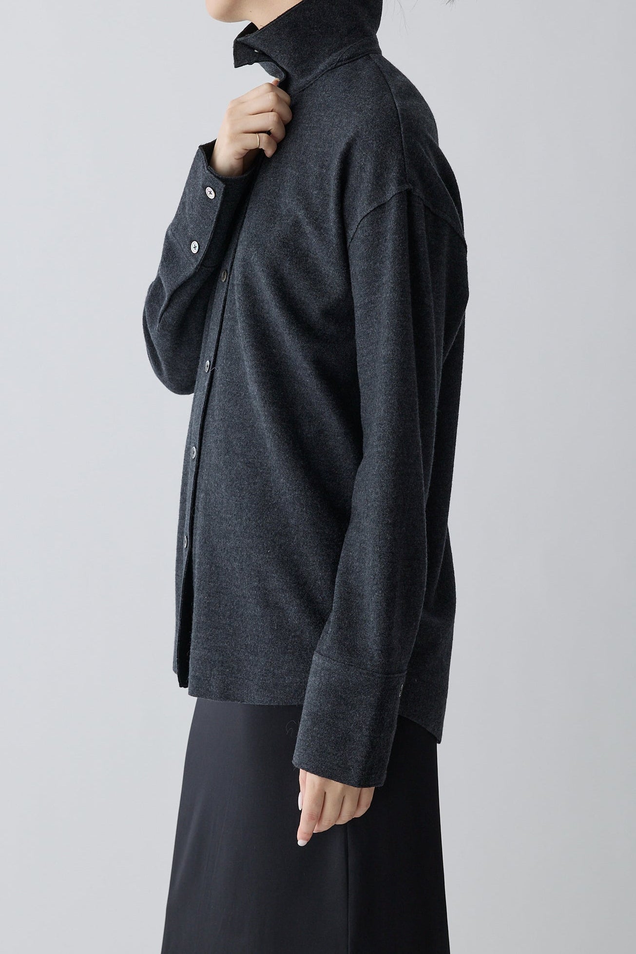 Lupi wool stand collar shirt_gray