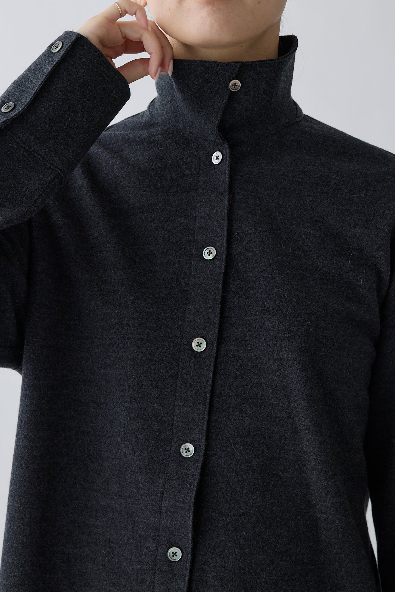 Lupi wool stand collar shirt_gray