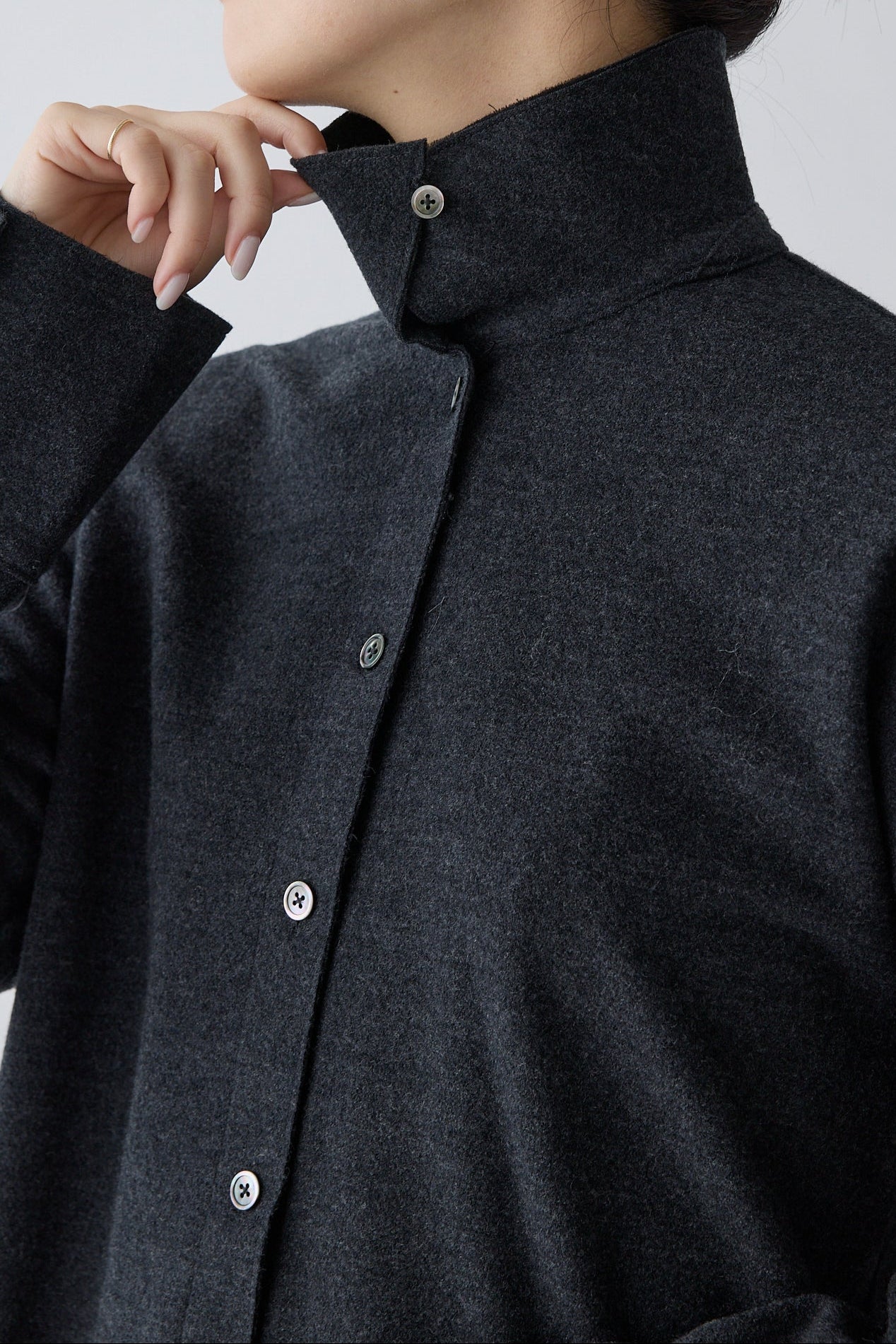 Lupi wool stand collar shirt_gray