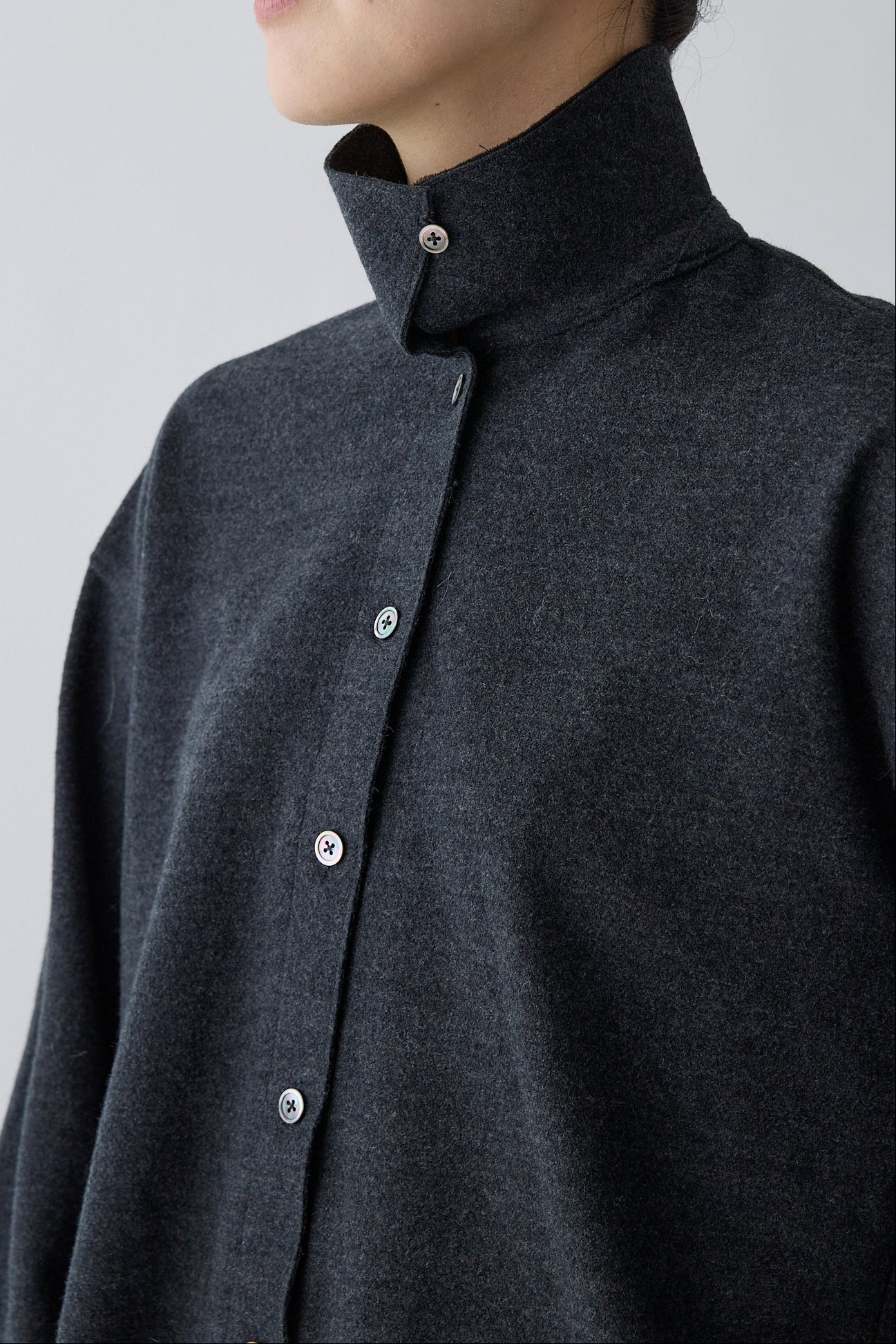 Lupi wool stand collar shirt_gray