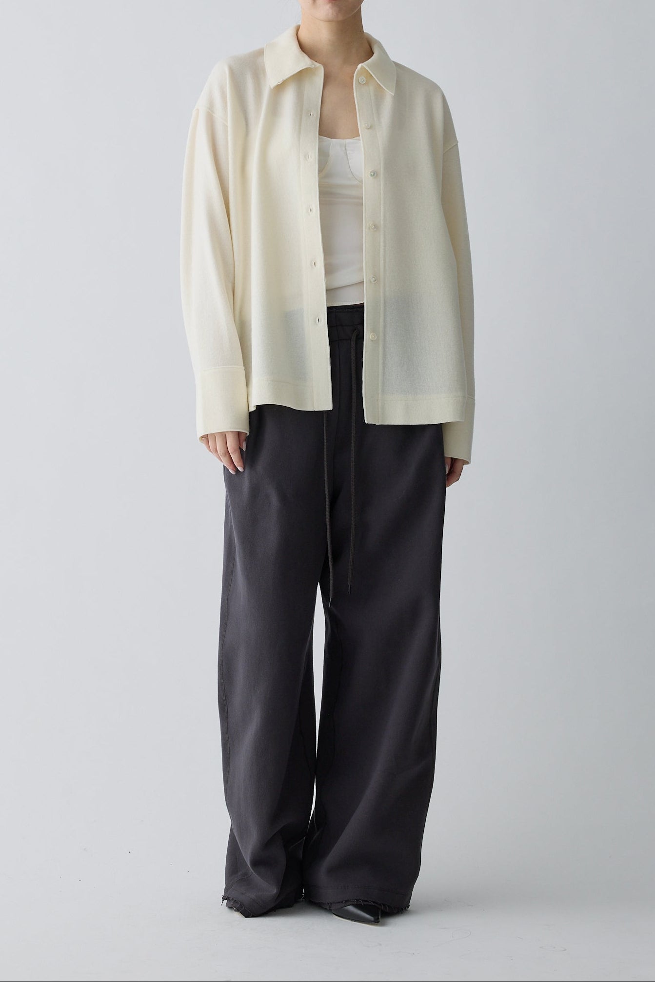 Lupi wool stand collar shirt_white