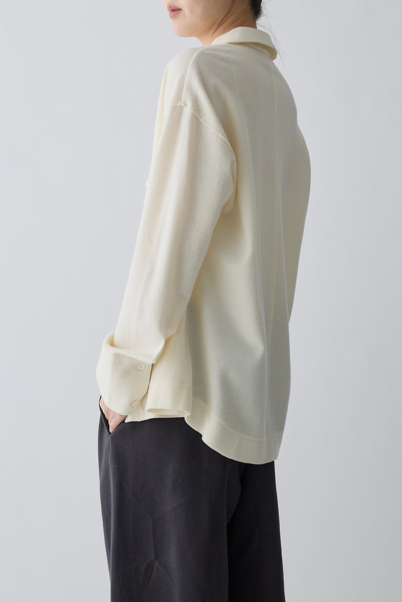 Lupi wool stand collar shirt_white