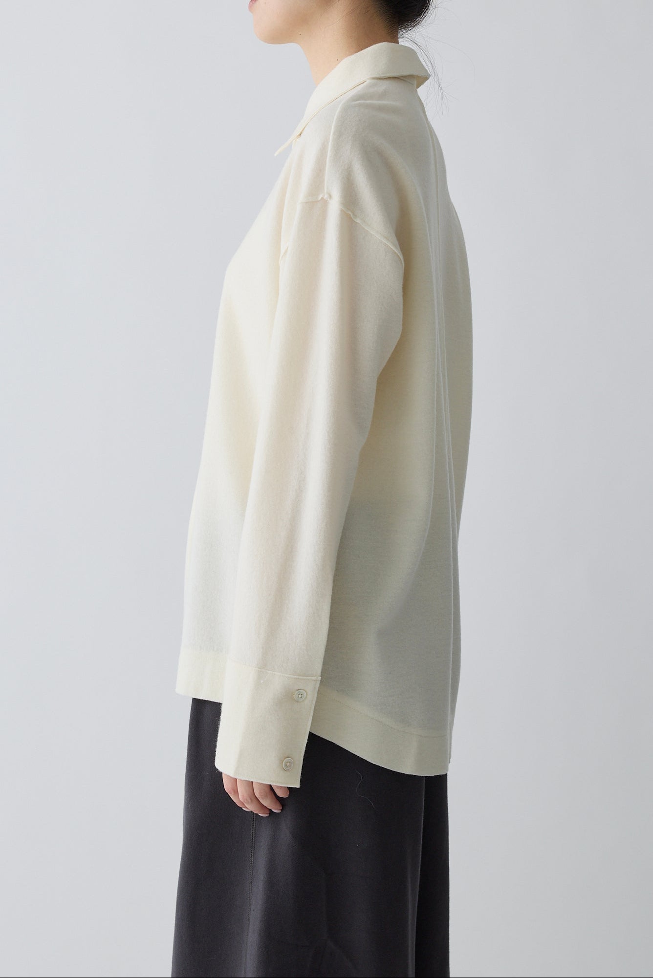 Lupi wool stand collar shirt_white