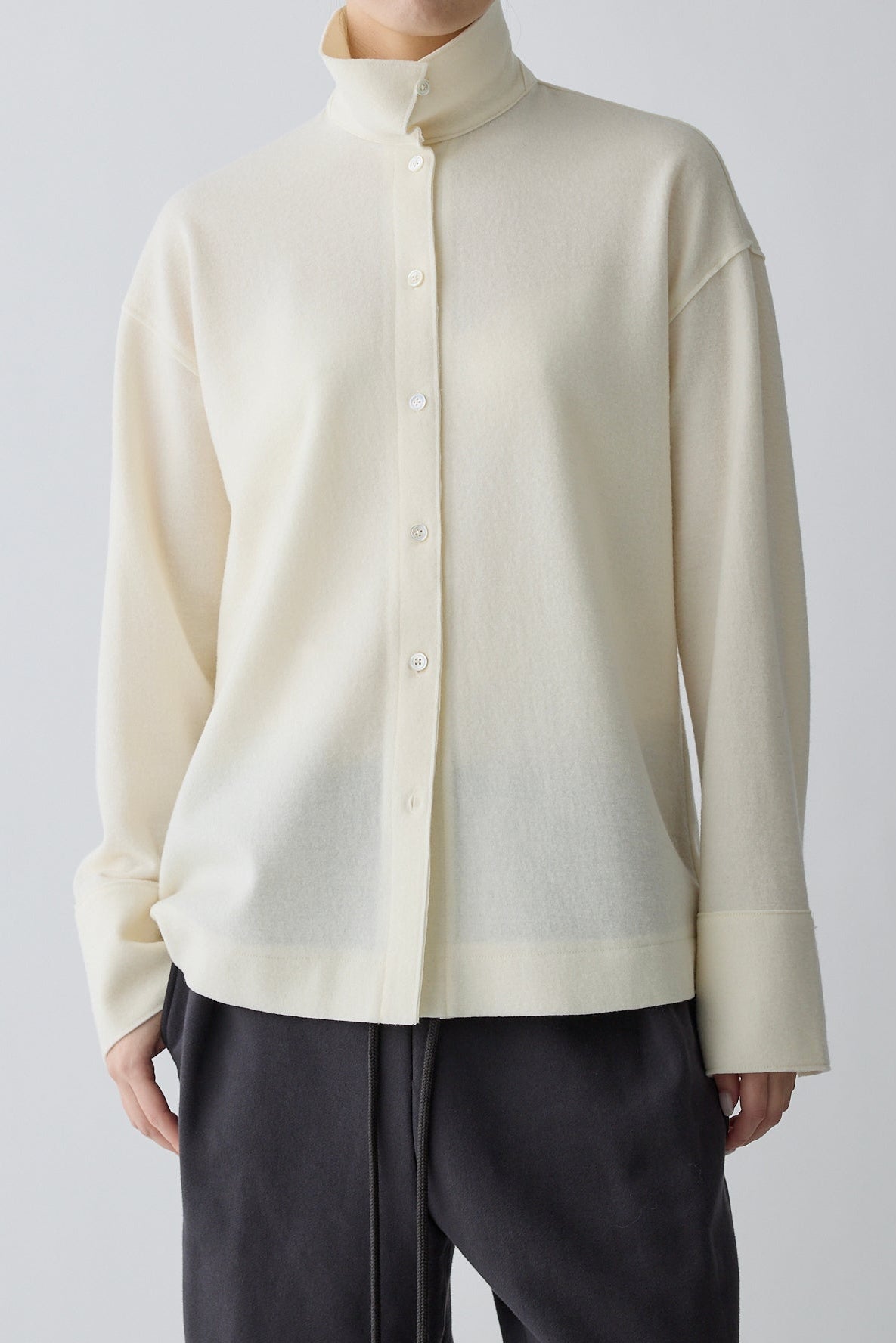 Lupi wool stand collar shirt_white