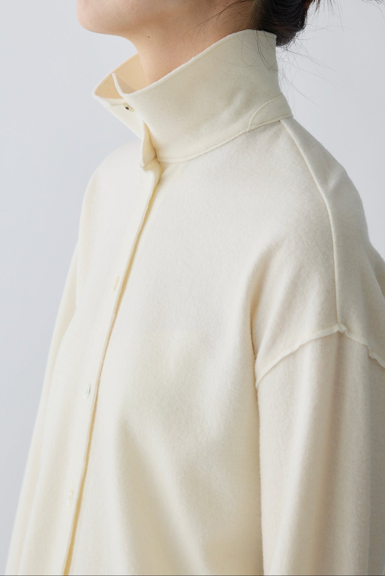 Lupi wool stand collar shirt_white