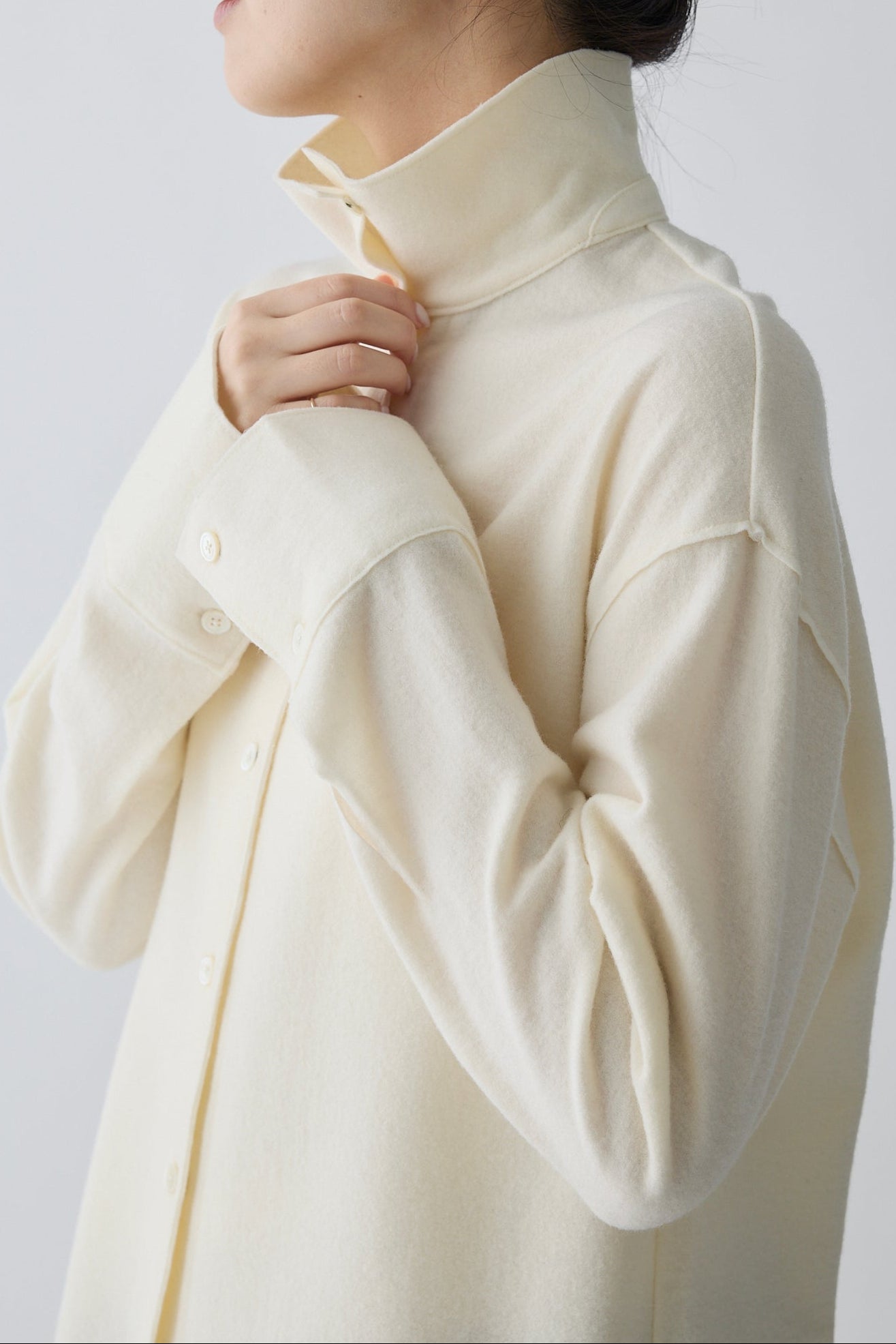 Lupi wool stand collar shirt_white