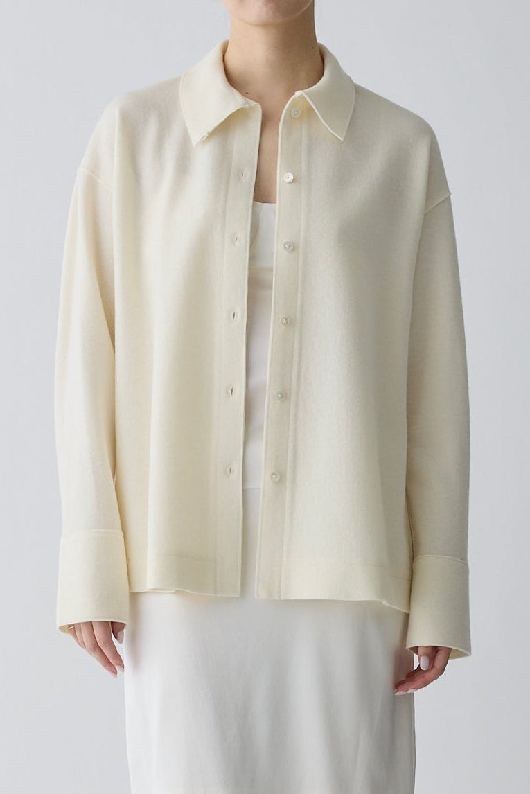 Lupi wool stand collar shirt_white