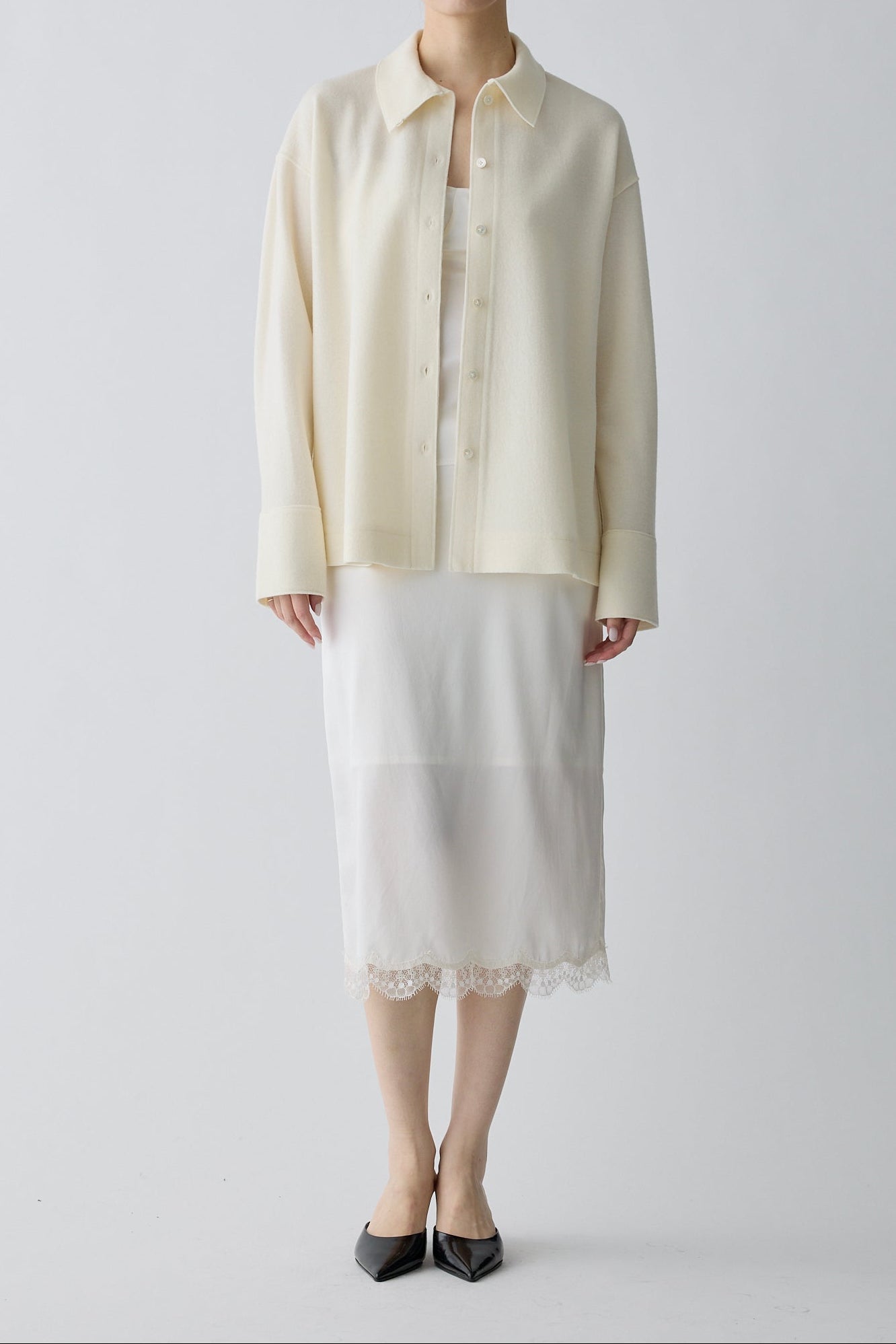 Kaus silk slip skirt_White