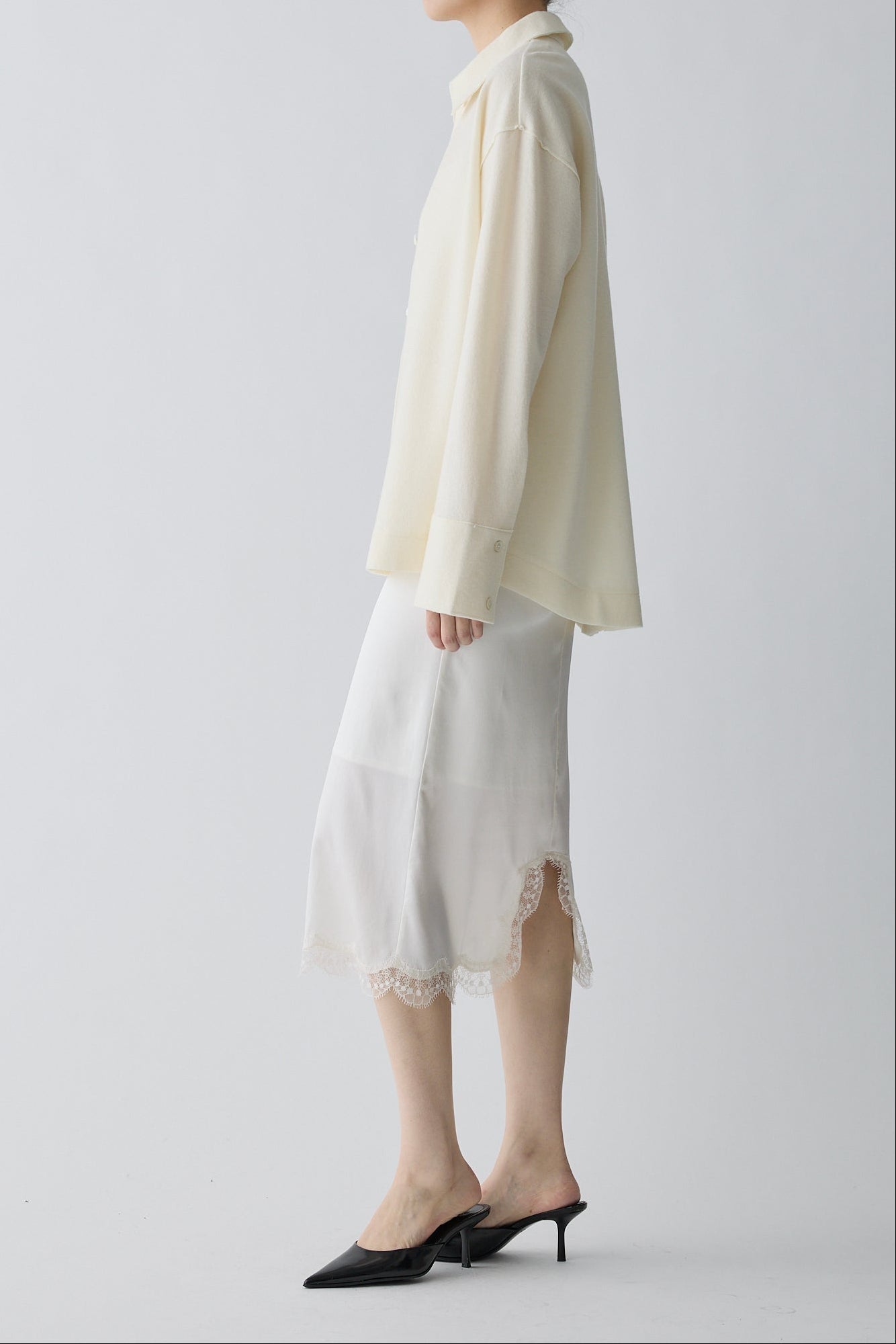 Lupi wool stand collar shirt_white