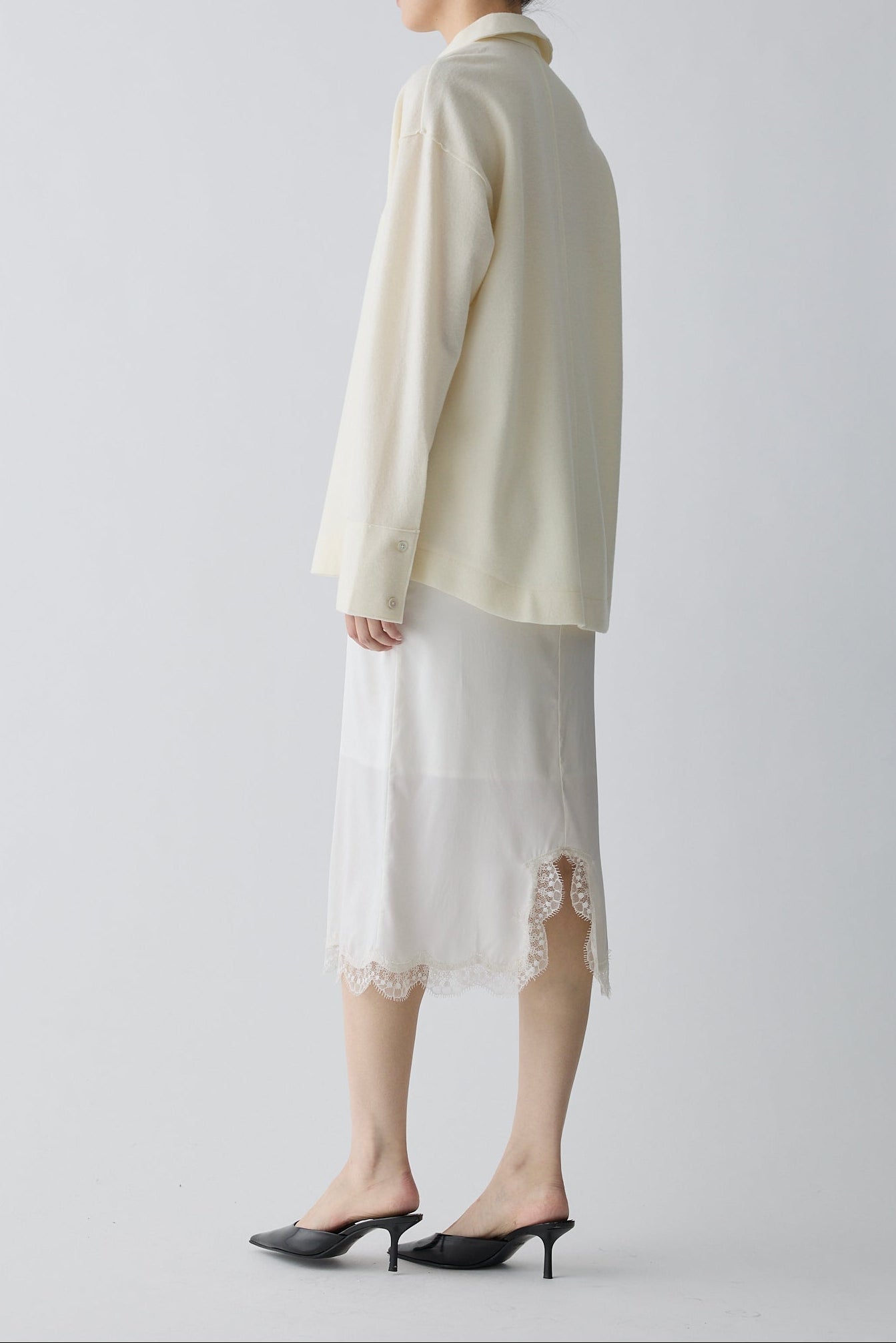 Lupi wool stand collar shirt_white