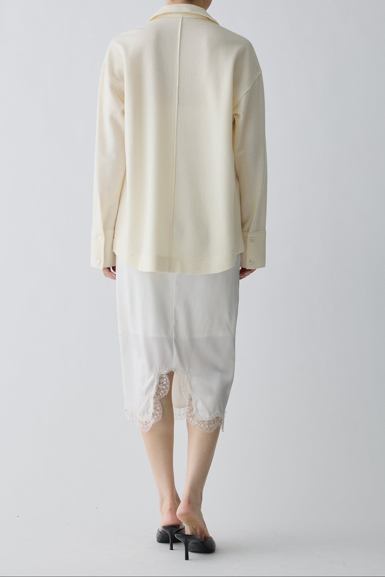 Lupi wool stand collar shirt_white