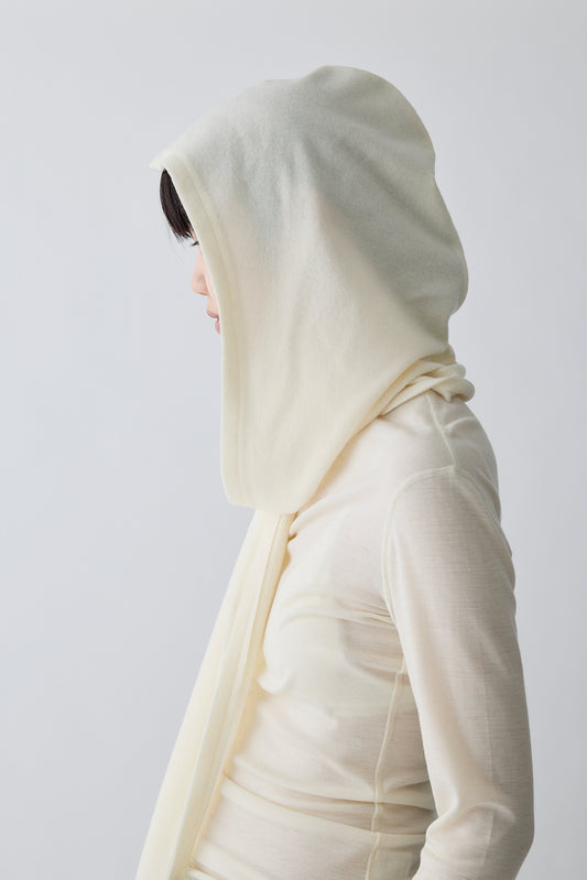 Lupi wool hooded scarf_white