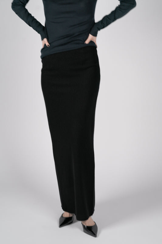 Lupi wool narrow skirt_Black